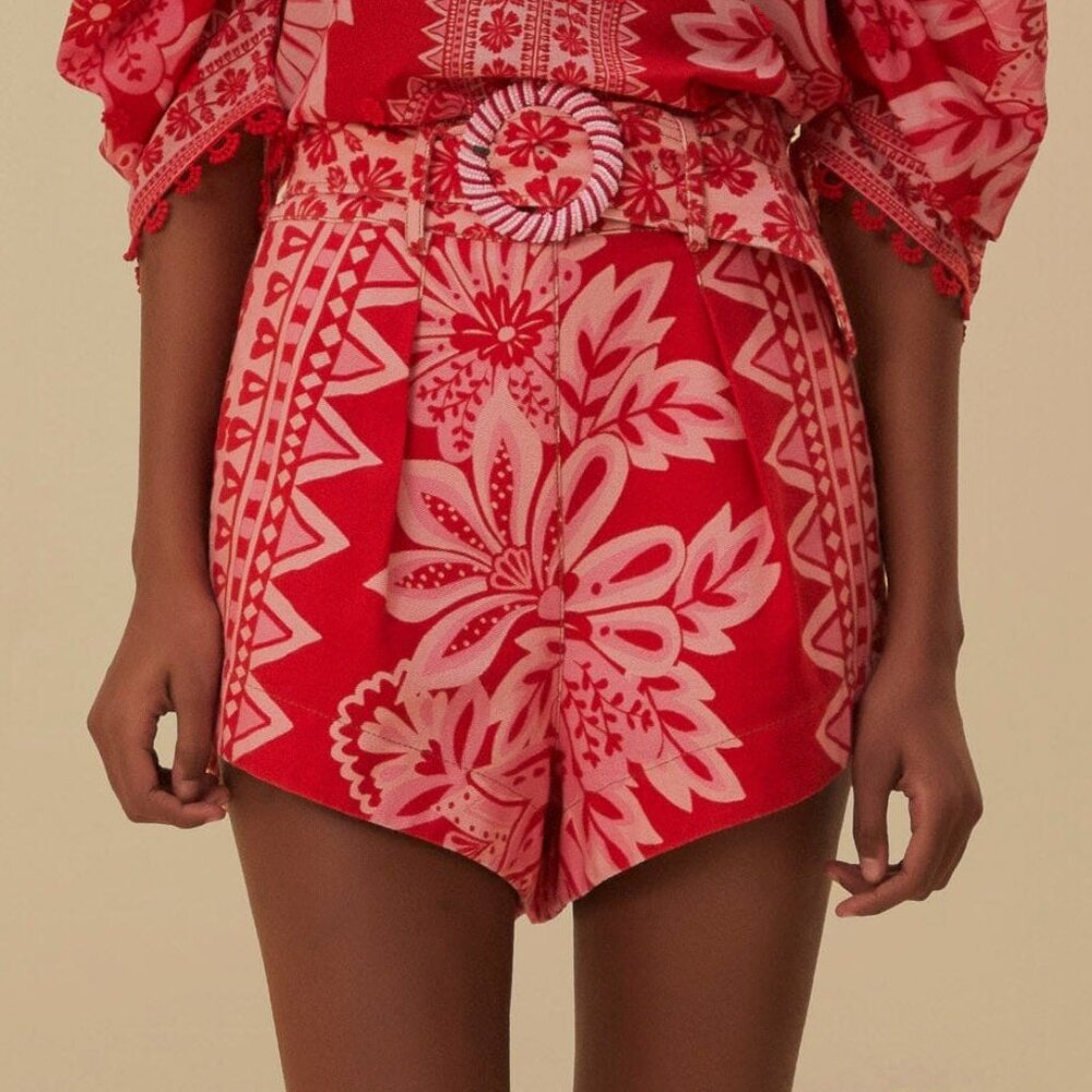 Flora Tapestry Red Shorts